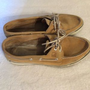 Men's Sperry Top Siders Light Brown Leather Boat Shoes Size 10 M